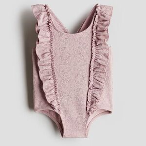 NWT H&M Dusty Pink Ruffle Kids Swim One Piece